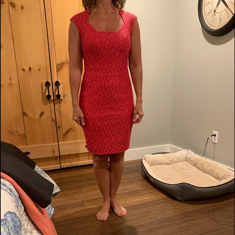 Sangria Pink Lace Cap Sleeve Dress